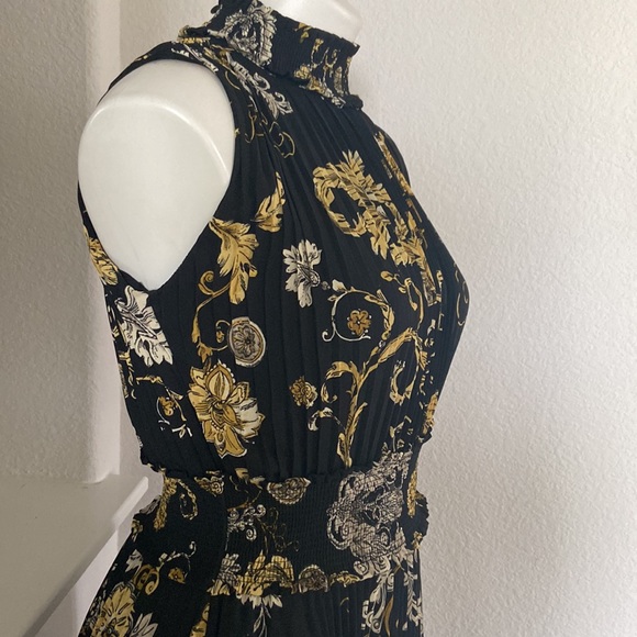 NANETTE LEPORE BLACK AND YELLOW FLORAL MIDI DRESS - Picture 6 of 8